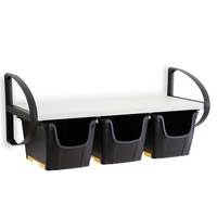 Toomax Wall Shelf Storage Unit With 3 Tubs And Wall Hooks, Black on sale Toomax Wall Shelf Storage Unit With 3 Tubs And Wall Hooks, Black on sale
