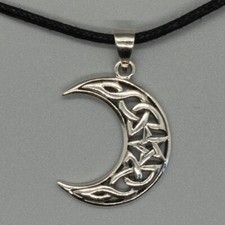 Lune Pentagramme Pentacle Pendentif 925 Argent Pagan Celtic Wicca Witch Amulette