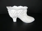 Fenton Handmade Hobnail Milk Glass Slipper/High Heel Shoe Vintage 4"