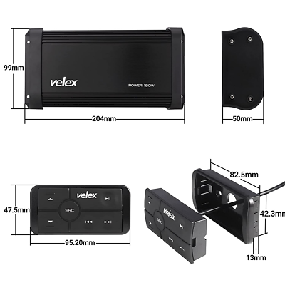 velex VX 502 ワイヤレスアンプ 500W Velex VX-502 Waterproof Bluetooth Marine 4 Channel Amplifier for