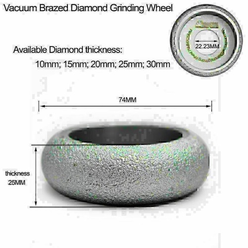 Disco de molienda de rueda convexa de diamante soldado al vacío de 3 pulgadas/75 mm de diámetro seco o húmedo. - Imagen 11 de 12