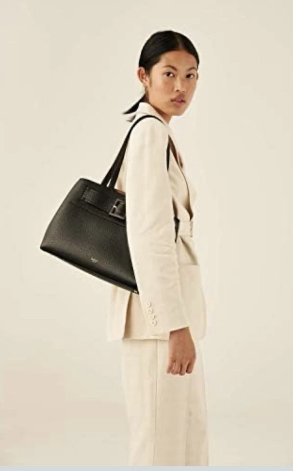 Oroton Avery Three Pocket Day Bag Black Leather - image 3 of 4