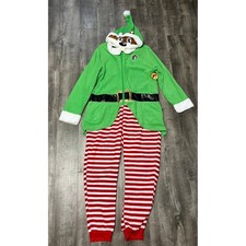 Buc-ee's Christmas Elf Union Suit Beaver Hooded One Piece Pajamas Green L-XL