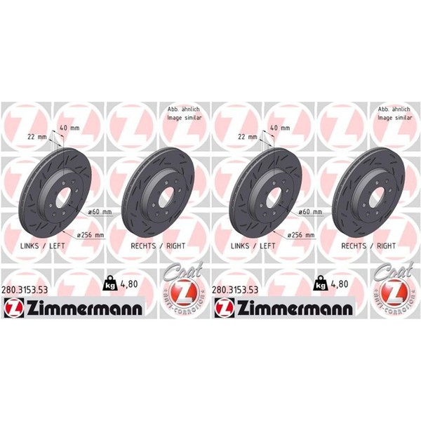 2X Zimmermann Black Z Bremsscheiben 262Mm Geschlitzt InnenbelÜFtet Vorne Passend-image
