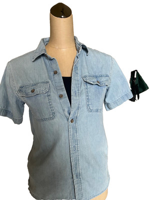 Old Navy Blouse Girls Short Sleeve Denim Size (10-12)''S''  &
