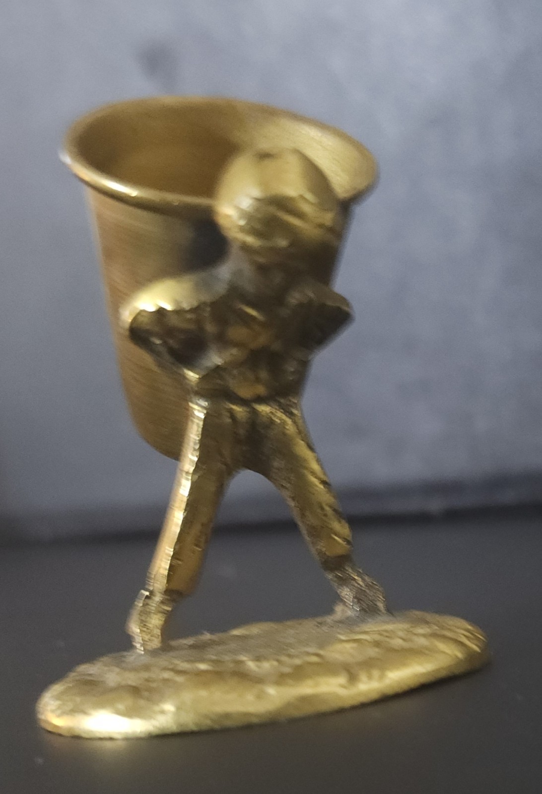 Very Rare!  Antique Rare Thimble Holder c.1905 Solid Brass Boy. 