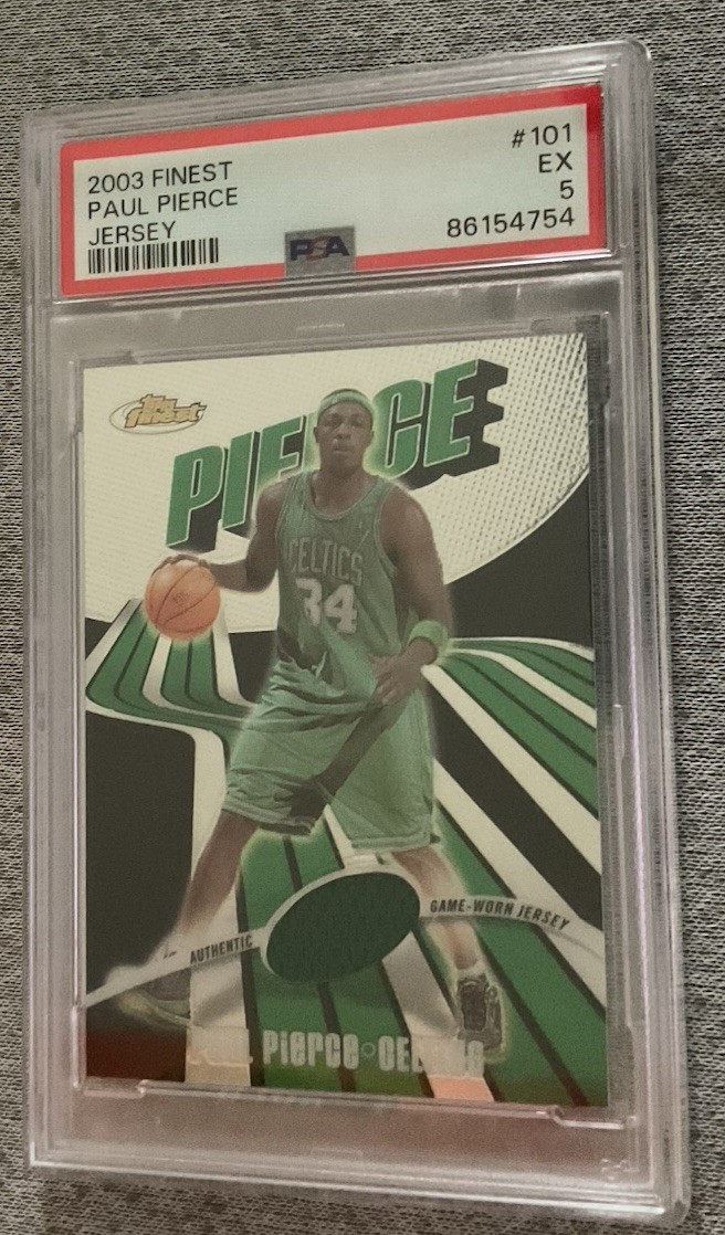 2003-04 Topps Finest - Game-Worn Jersey Paul Pierce #101 /999 (MEM) view 4