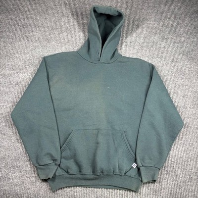 Vintage Russell Athletic Hoodie Mens Medium Green Blank Pullover