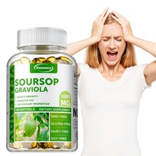 Soursop Graviola Capsules 1000mg - Immune Support Supplement, Skin Health