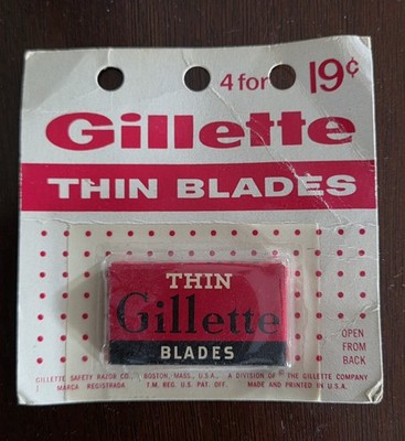 Vintage Gillette Thin Blades - 1 Pack of 4 Blades [UNOPENED]