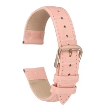Leather Watch Bands 18mm Classical Embossed Replacement Strap Pink Rose Gold