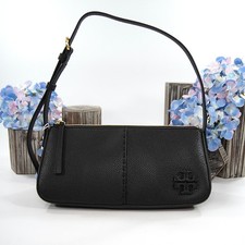 Tory Burch Black Leather McGraw Wedge Shoulder Bag NWT $350