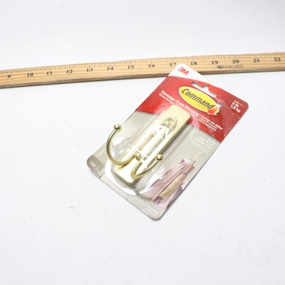 Command Large Double Wall Hooks, Satin Brass, Damage Free Decorating, 1 Hook