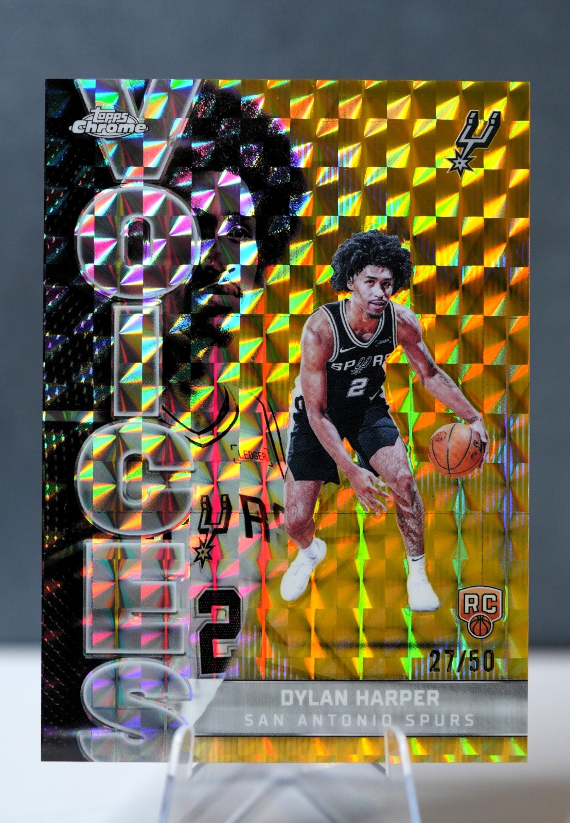 2025-26 Topps Chrome Dylan Harper Voices RC Geometric Gold Refractor 27/50