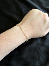 10K Solid Yellow Gold Paperclip 2mm Chain Link Bracelet 7 Inches Lobster Clasp