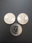 3 Canadian Silver Maple Leaf bullion coins, each containing 1 troy ounce of fine