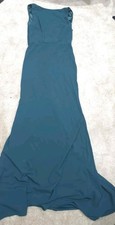 Trumpet Mermaid Green Neck Floor Length Silky Satin Prom Dress Ruffle Bow Small