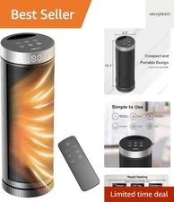 Ceramic Space Heater, Portable Indoor Heater with Remote Control, Three Heati...