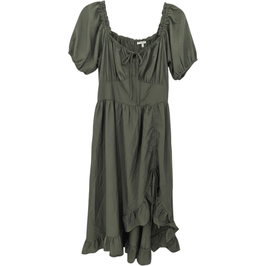 Vestido Escarlata Oscuridad XL Verde Oliva Renacimiento Steampunk Volantes Medieval