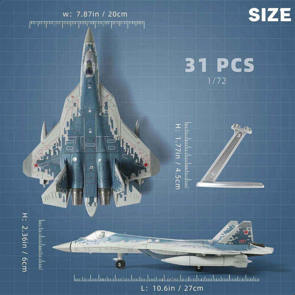 SEBUNAS 1/72 Scala SU 57S Aereo Militare Giocattolo Modello di Costruzione - Immagine 2 di 4