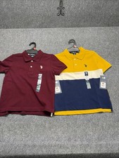 Lot Of 2 U.S. Polo Assn. Boys Jersey Polo Shirt Sz 8 Red/Yellow Short Sleeve NWT