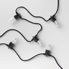 10ct LED Non-Drop Indoor Outdoor Caf  String Lights Clear Bulbs with Black