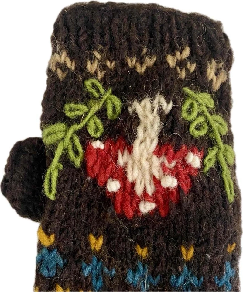 Guantes calentadores de manos Mushroom hechos a mano de lana hippy polar sin dedos 4782 Foto 2 de 4