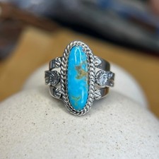 Sterling Silver Royston Turquoise Ring   Size 9.75