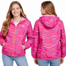 The North Face Girls XL 18 Pink Hooded Windbreaker Jacket Full Zip Lightweight