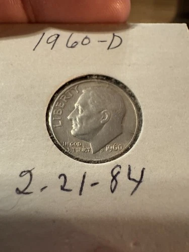 1960 D Dime 90% Silver Circulated Very Good Condition Slight Toning