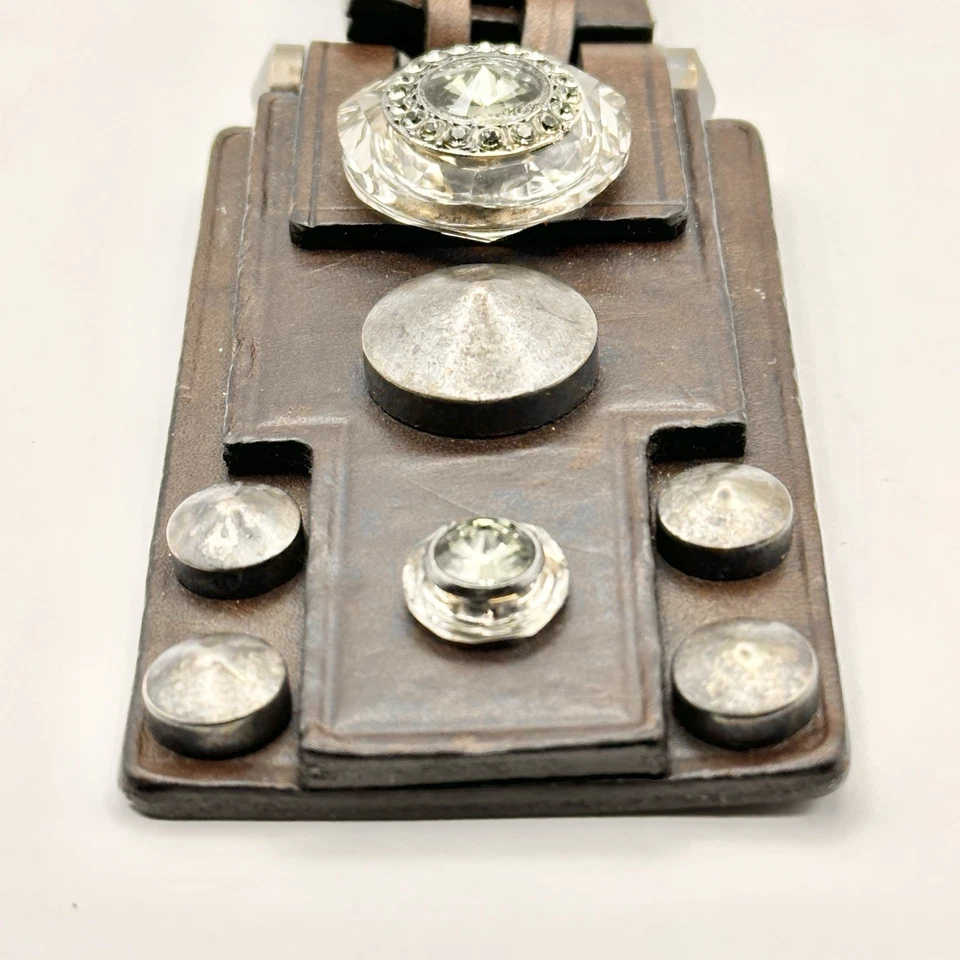 Collar Lanvin Paris Cristal y Cobre Cuero Tachonado Declaración RARO Foto 4 de 4