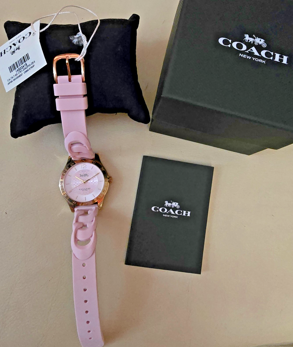 Coach Women's Maddy Watch 34mm Rubber Strap in Blush Pink NWT