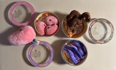 Giant Microbes Mini Plush Lot Petri Dishes Swine Flu/Ebola/African Sleeping EUC