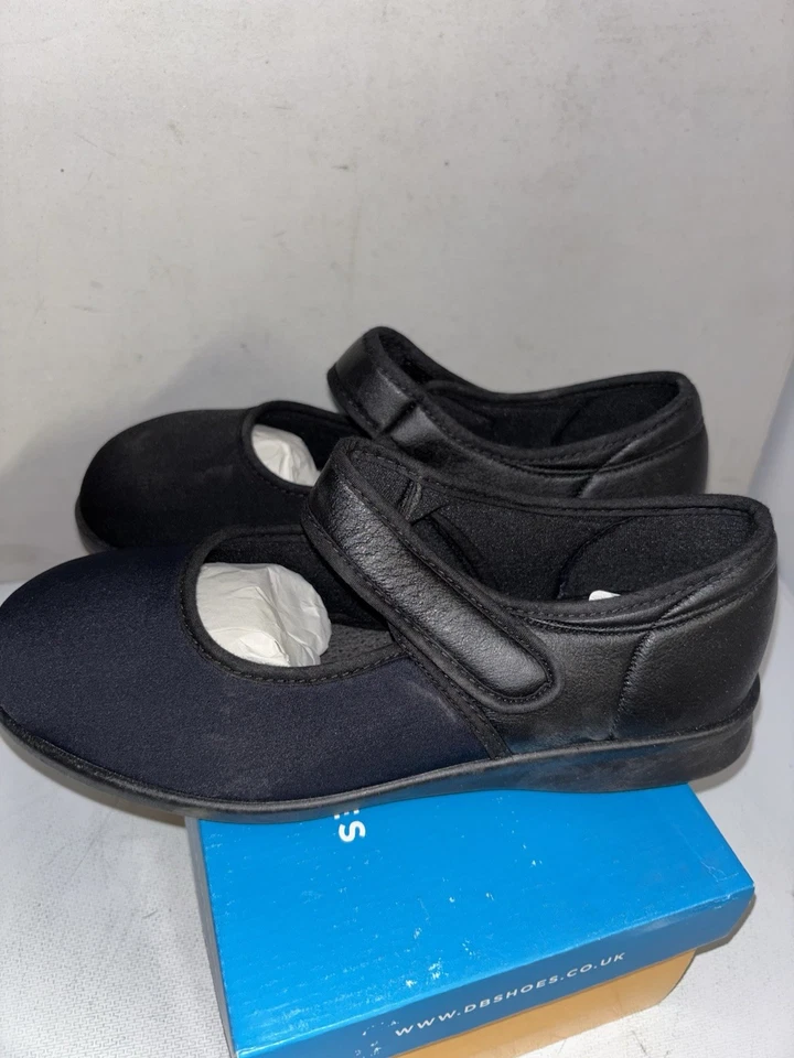 DB Easy B Wide Fitting Eve Black Stretch Shoes Size 8 2V 414 New Seconds - Image 4 of 4