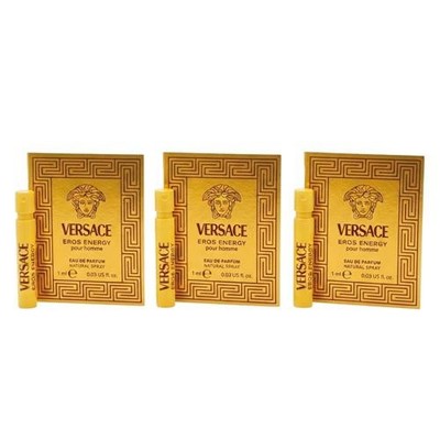 Eros Energy by Gianni Versace for Men 0.03oz Eau De Parfum Vial Spray 3 Pack