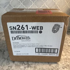 Dr. Brown's 6 Pk Natural Flow Anti-Colic Nipple Level 2 Medium Flow 3m Lot Of 12
