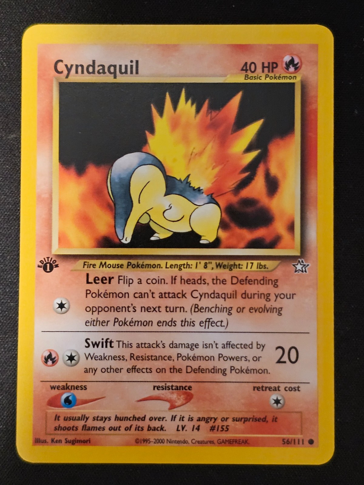 Pokemon TCG Cyndaquil 56 Neo Genesis 1st Edition Mint Near Mint (non-holo)