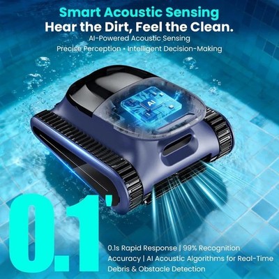 2026 Seauto Cordless Robotic Pool Vacuum Cleaner Wall-Climbing, Waterline Clean