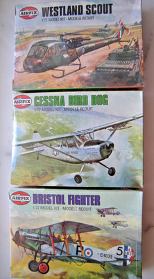 3 Airfix 61058 Bird Dog 61042 Westland Scout 61005-0 Bristol Fighter foliert NOS