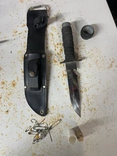 Survival Knife with Sheath Sawblade Bottle Opener Outdoor Camping Survival Gear