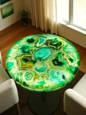 Green Agate Table, Stone Coffee Table, Living Room Furniture, Side End Table Top