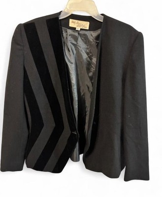 Adolph Schuman for Lilli Ann Black Jacket 36in Chevron Velvet Detail