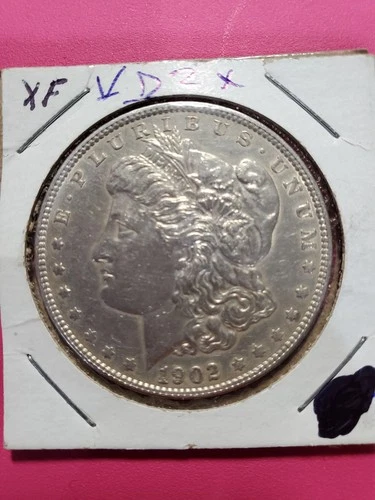 1902 Morgan Dollar $1 XF Circulated Silver Coin 0.9 Fineness V D 2 X.  #187