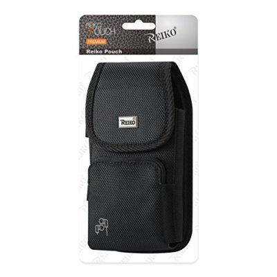 Reiko Vertical Rugged Pouch with Metal Logo for Samsung Galaxy S8 - Bla