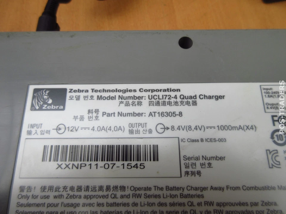 Zebra UCLI72-4 Quad Battery Charger AT16305-8 for QL420 QL320 QL220 RW220 RW420 - Bild 4 von 4