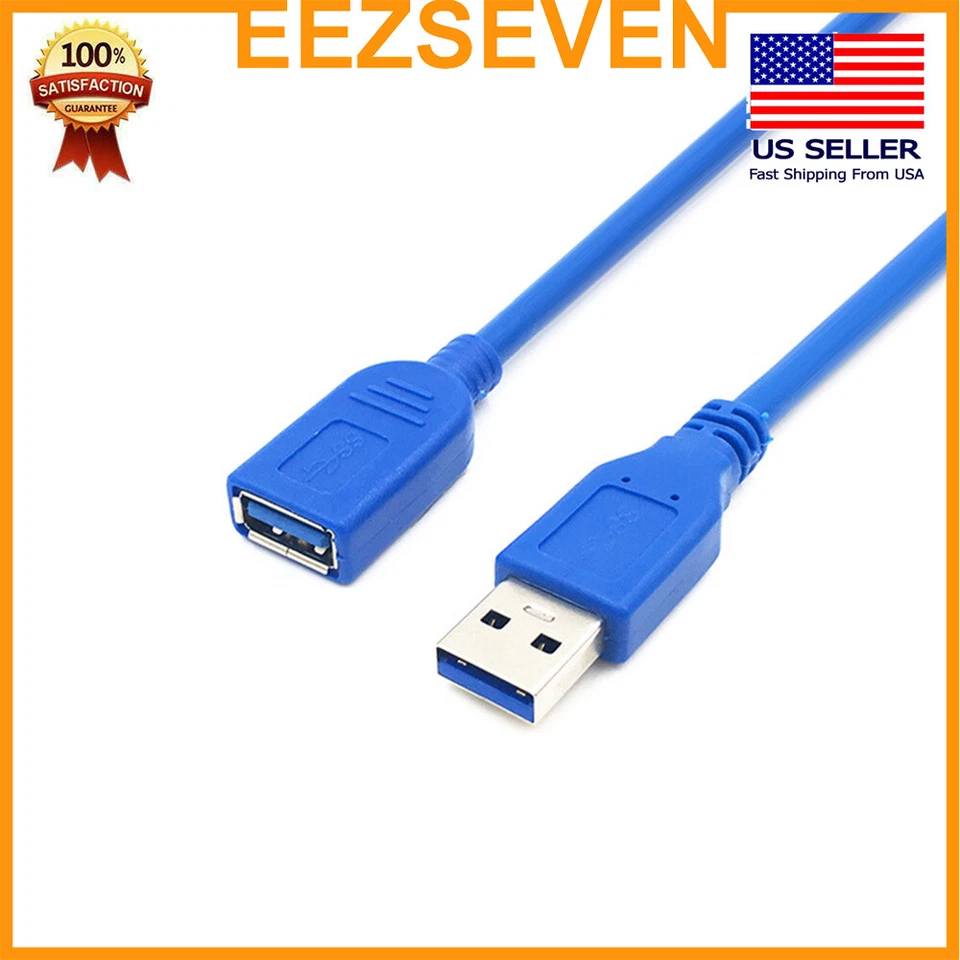USB 3.0 Extension Extender Cable Cord M/F Standard Type A Male to Female Blue - Image 2 of 4