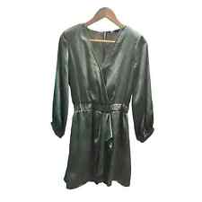 ZARA SATIN playsuit Flowy 3/4 Sleeve Green Romper