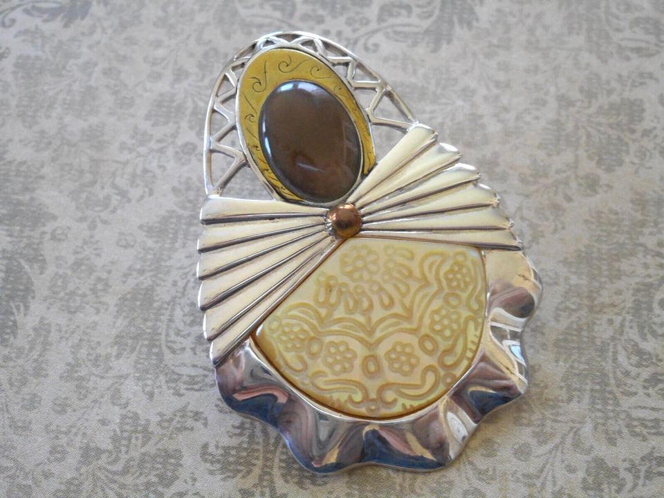 Кулон Carolyn Pollack из чистой латуни с гравировкой желтый усилитель швабры RE50R9R - Изображение 3 из 4