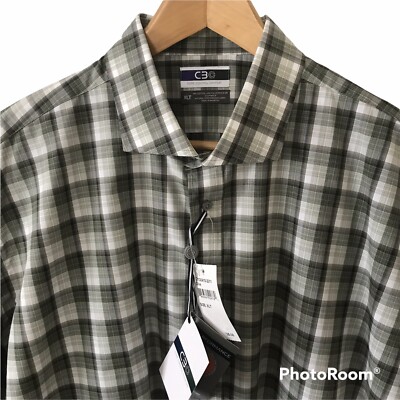 3C Core Control Comfort Shirt Mens Tall XLT Olive Plaid 37.5 Technology $135 NEW