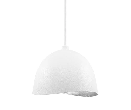 George Kovacs Eclos One Light Pendant, Textured White W/Silver Leaf - Picture 4 of 5